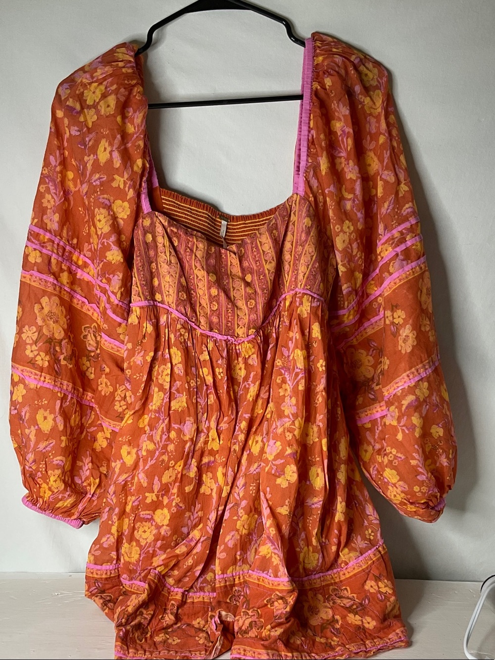 Free People Floral Boho Tunic - Orange & Pink